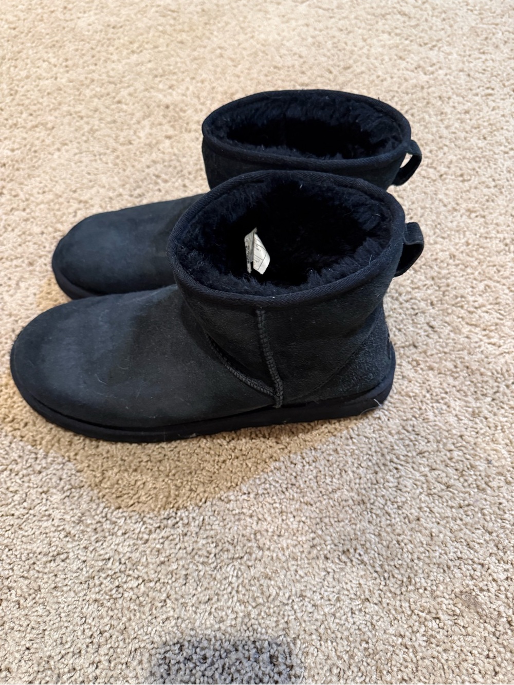 UGG Black Short Suede Shearling Booties - Picture 2 of 4